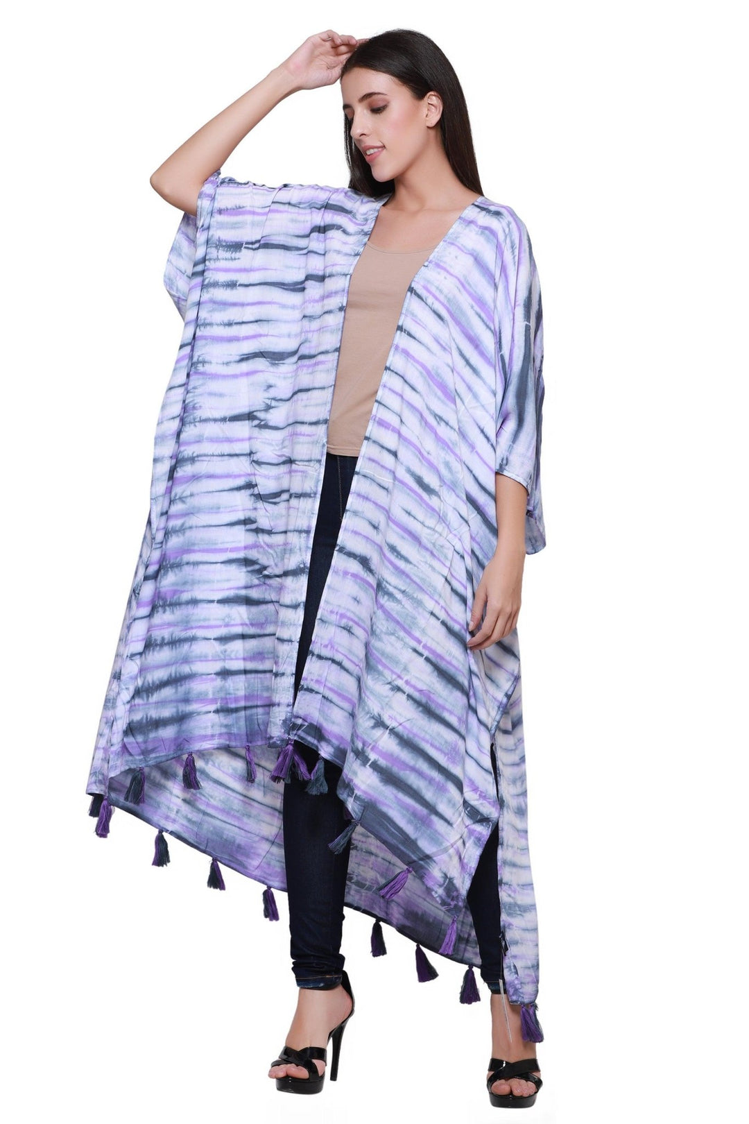 Zebra Tie Dye Beach Cover Up Kimono 22031 - Advance Apparels Inc