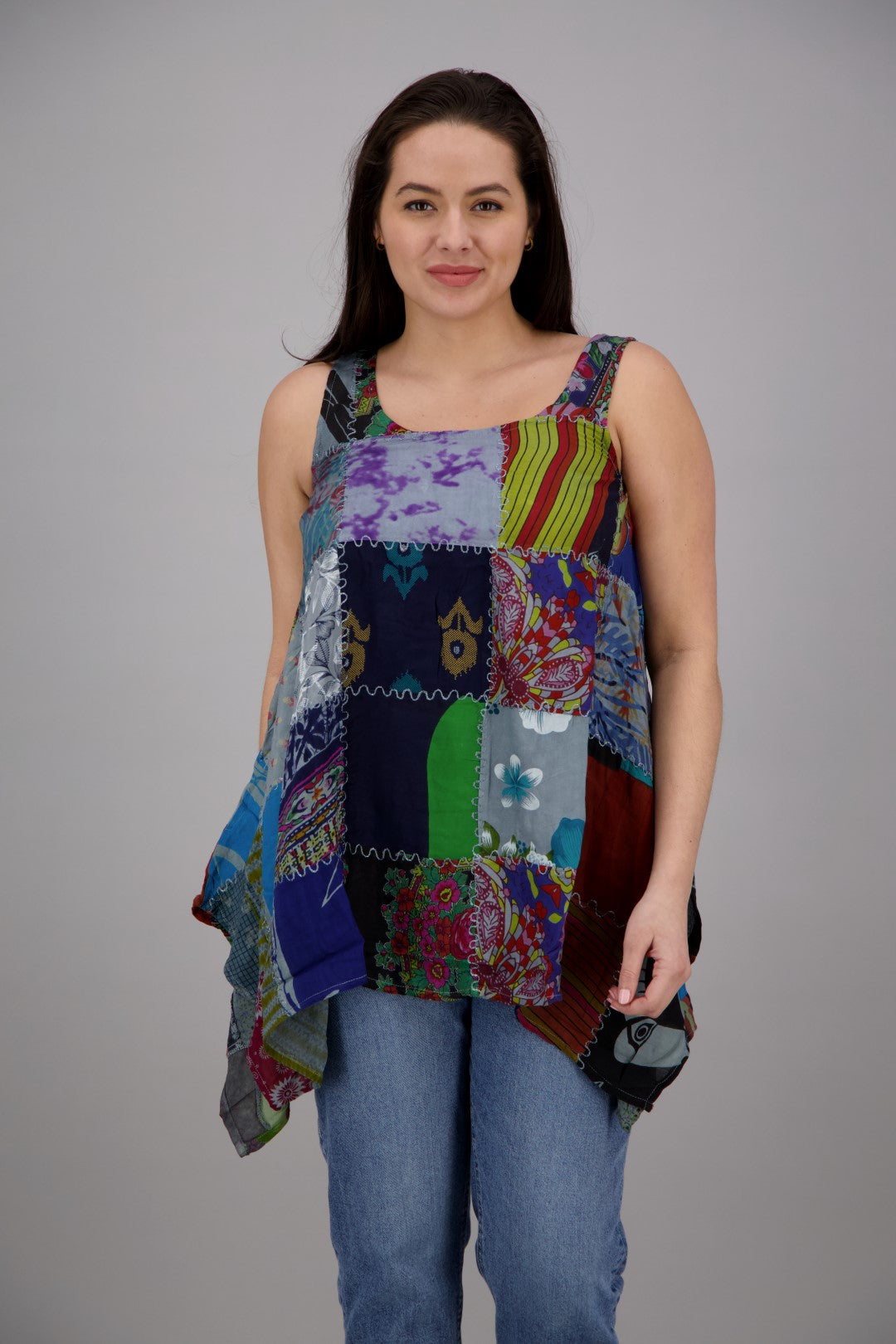 Sleeveless Patchwork Blouse PAT-3265