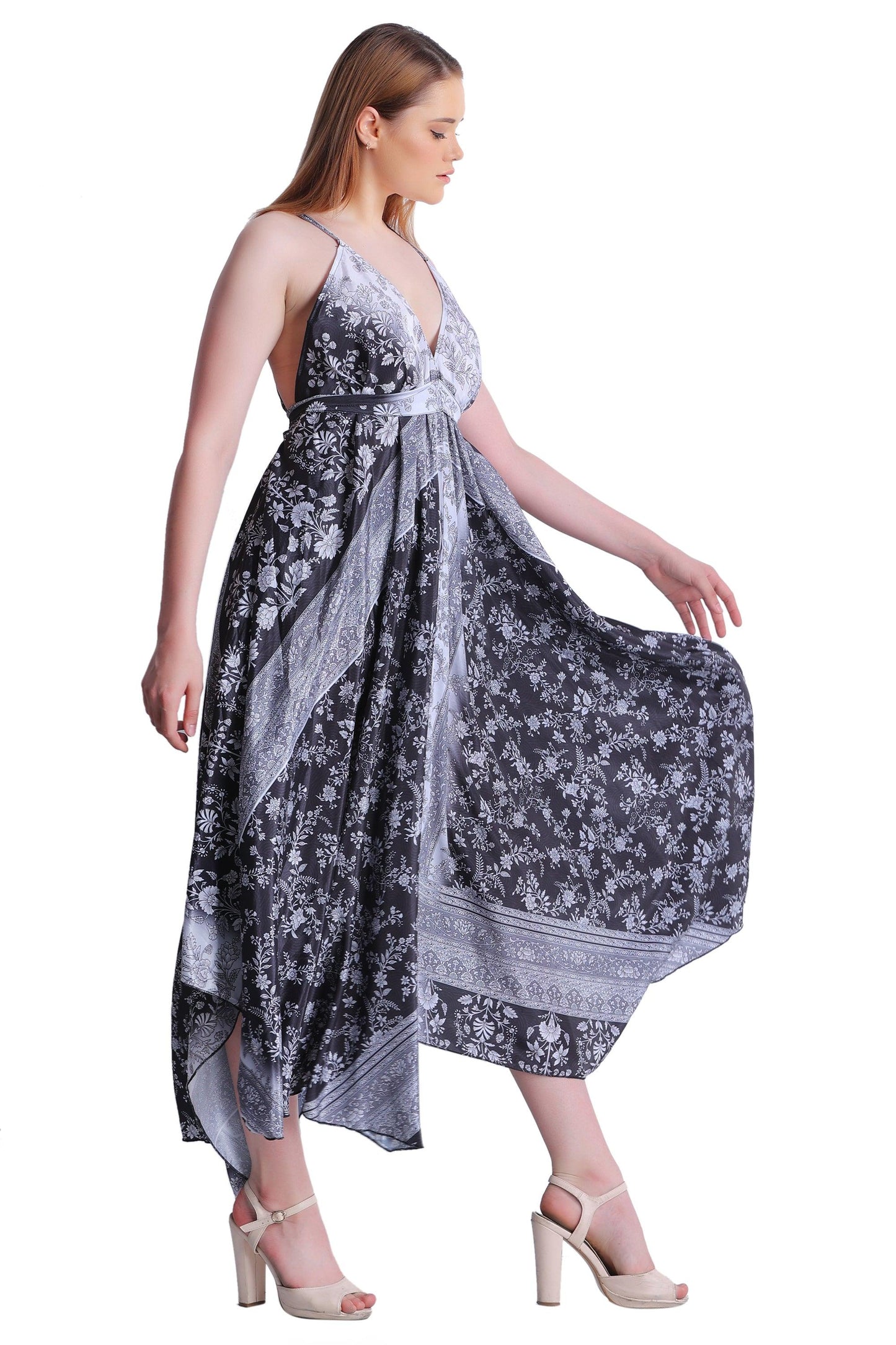 Printed Silk Dress AB-12009 - Advance Apparels Inc