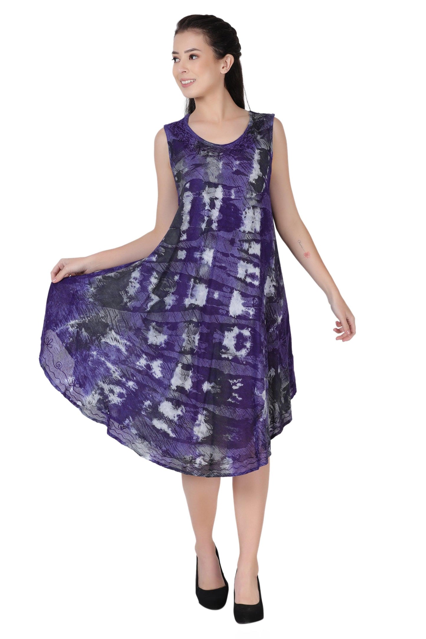 Stonewash Tie Dye Beach Dress 362168R  - Advance Apparels Inc