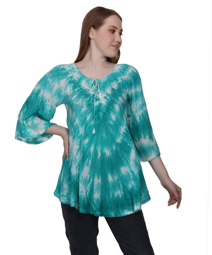 3/4 Sleeve Tie Dye Blouse T-3214LS - Advance Apparels Inc